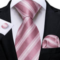 GentCrest Pink Striped Tie Hanky Cufflinks Set - Image 1