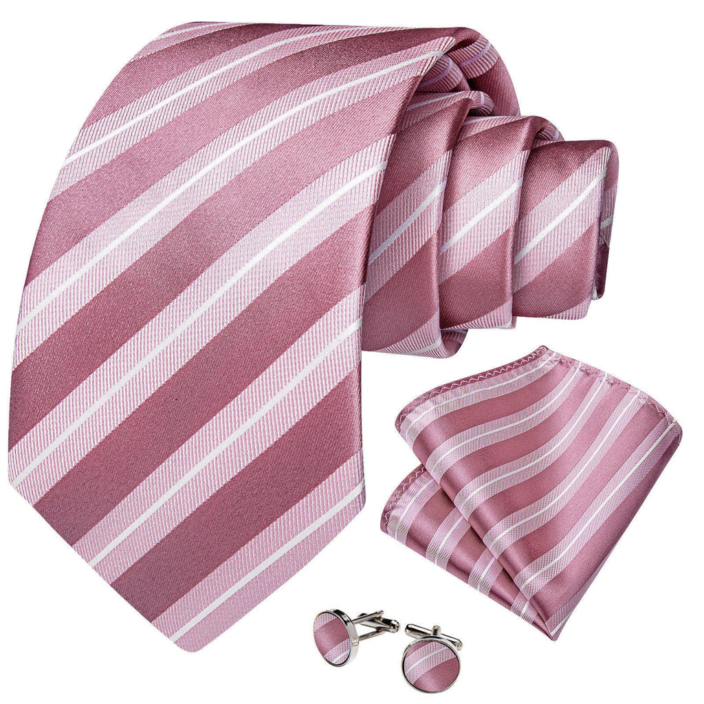GentCrest Pink Striped Tie Hanky Cufflinks Set - Image 2