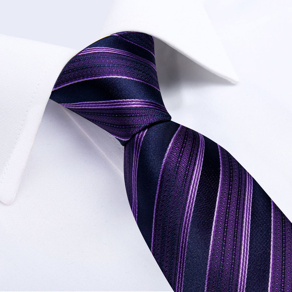 GentCrest Purple Striped Tie Hanky Cufflinks Set - Image 5