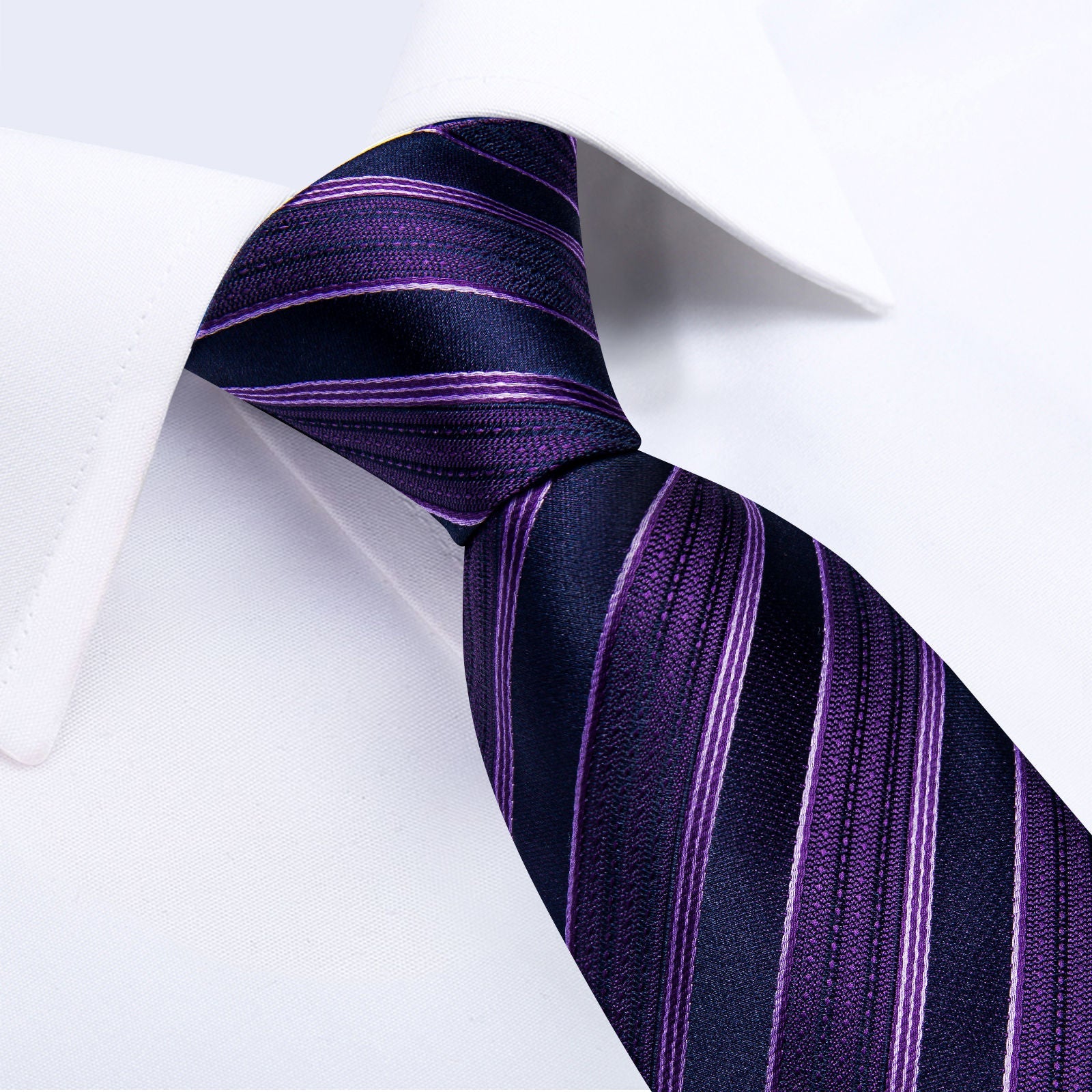 GentCrest Purple Striped Tie Hanky Cufflinks Set - Image 5
