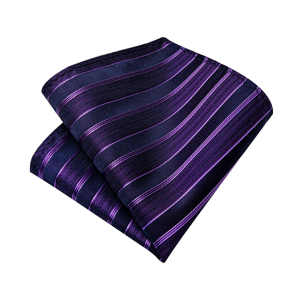 GentCrest Purple Striped Tie Hanky Cufflinks Set - Image 6