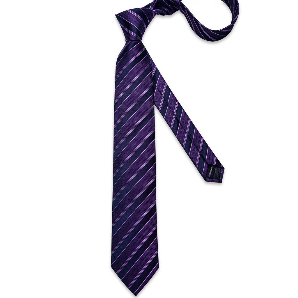 GentCrest Purple Striped Tie Hanky Cufflinks Set - Image 4