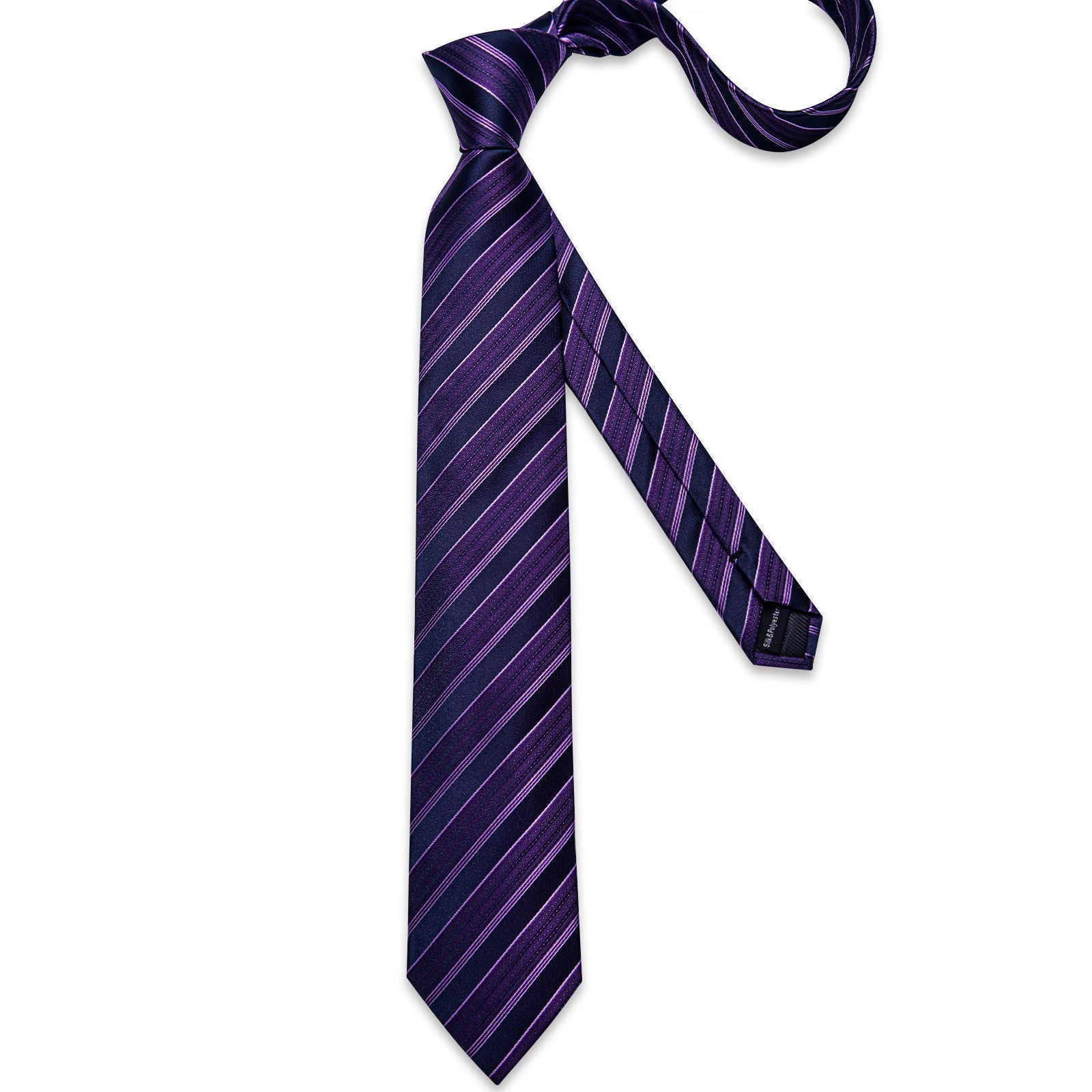 GentCrest Purple Striped Tie Hanky Cufflinks Set - Image 4