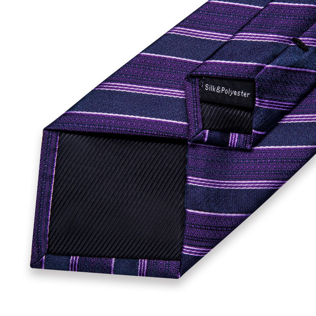 GentCrest Purple Striped Tie Hanky Cufflinks Set - Image 7