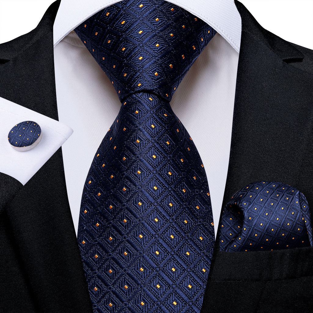 GentCrest Blue Plaid Tie Hanky Cufflinks Set - Image 1