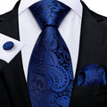 GentCrest Blue Paisley Tie Hanky Cufflinks Set - Image 1