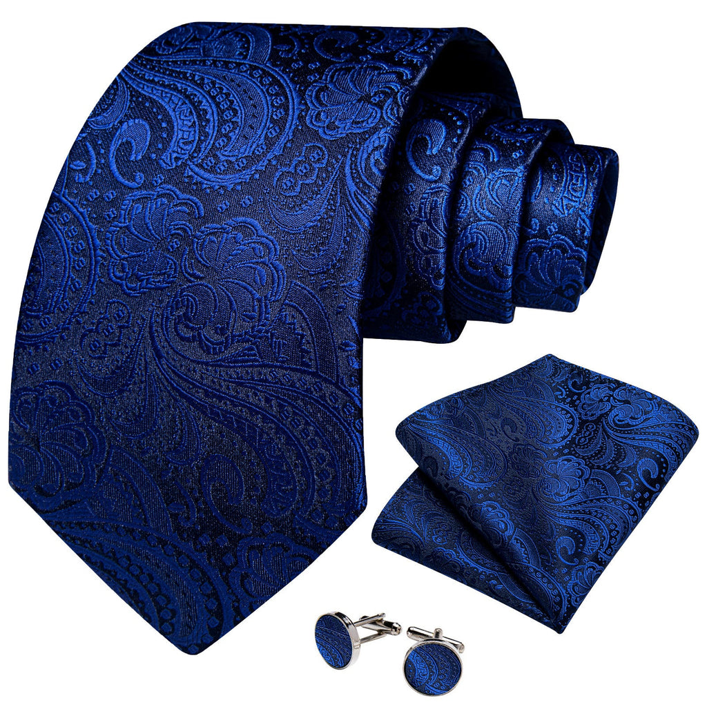 GentCrest Blue Paisley Tie Hanky Cufflinks Set - Image 2