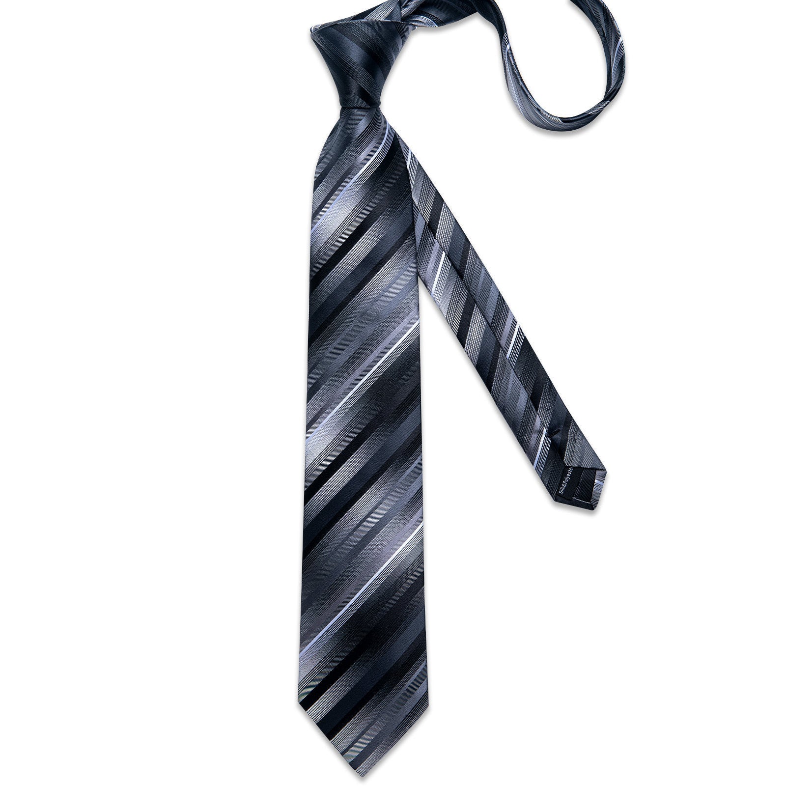 GentCrest Grey Striped Tie Hanky Cufflinks Set - Image 4
