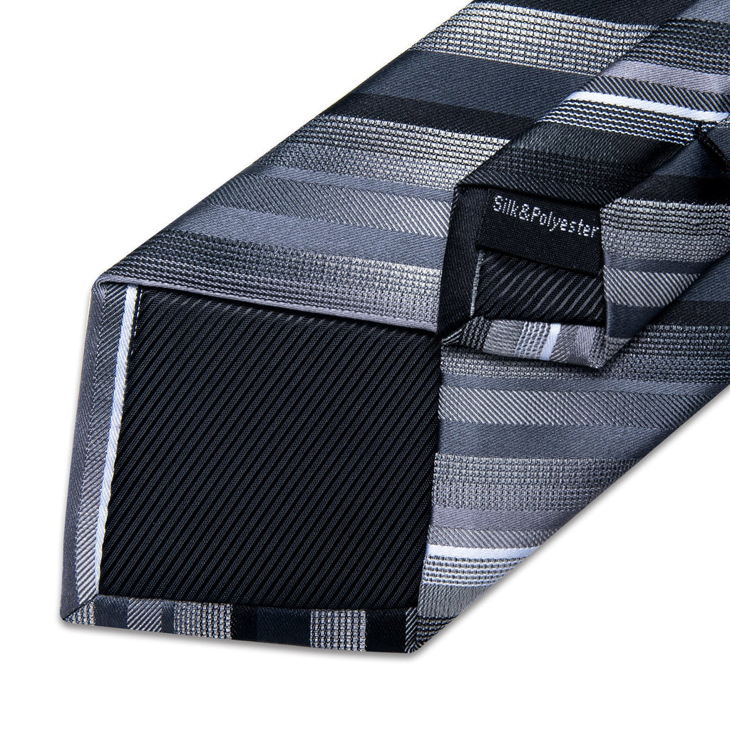 GentCrest Grey Striped Tie Hanky Cufflinks Set - Image 5