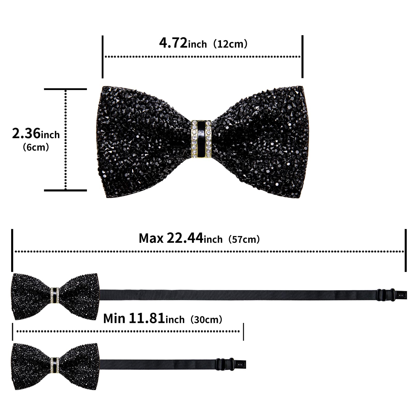 GentCrest Black Rhinestone Bowtie Set - Image 5