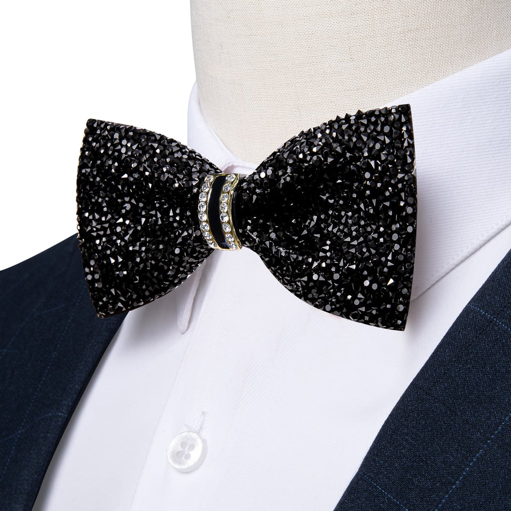 GentCrest Black Rhinestone Bowtie Set - Image 1
