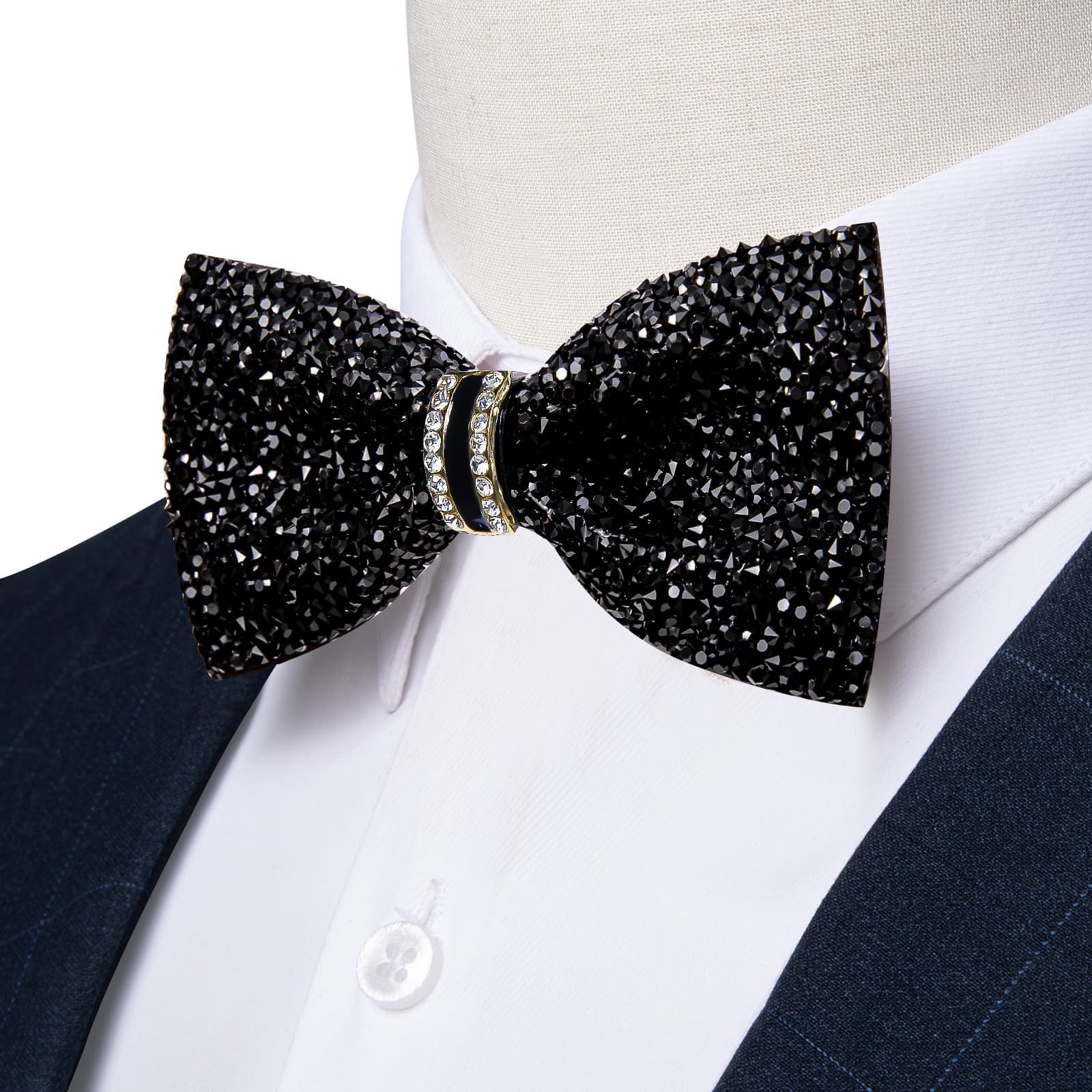 GentCrest Black Rhinestone Bowtie Set - Image 1