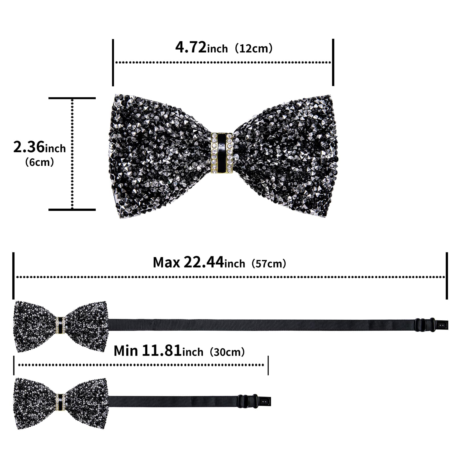 GentCrest Black Rhinestone Bowtie Set - Image 5