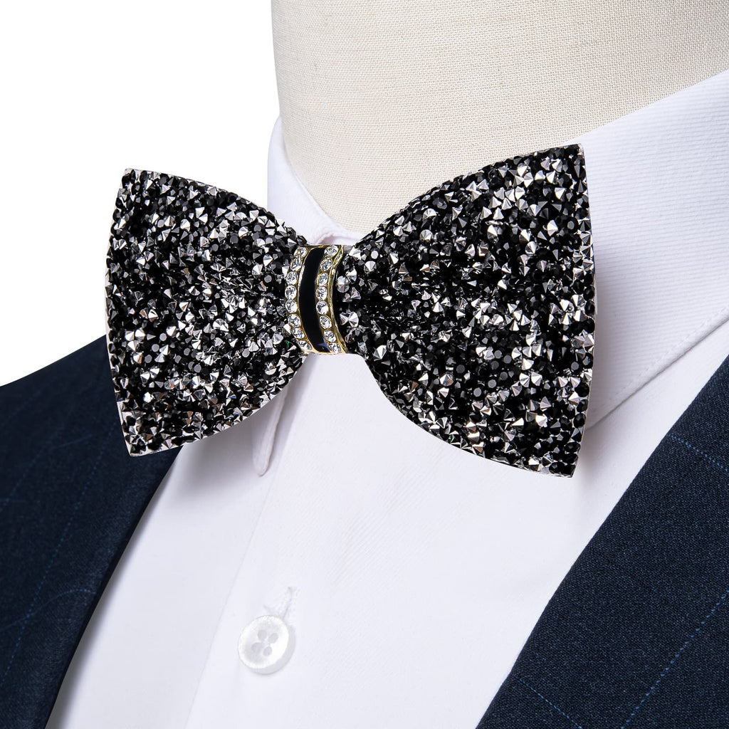 GentCrest Black Rhinestone Bowtie Set - Image 1