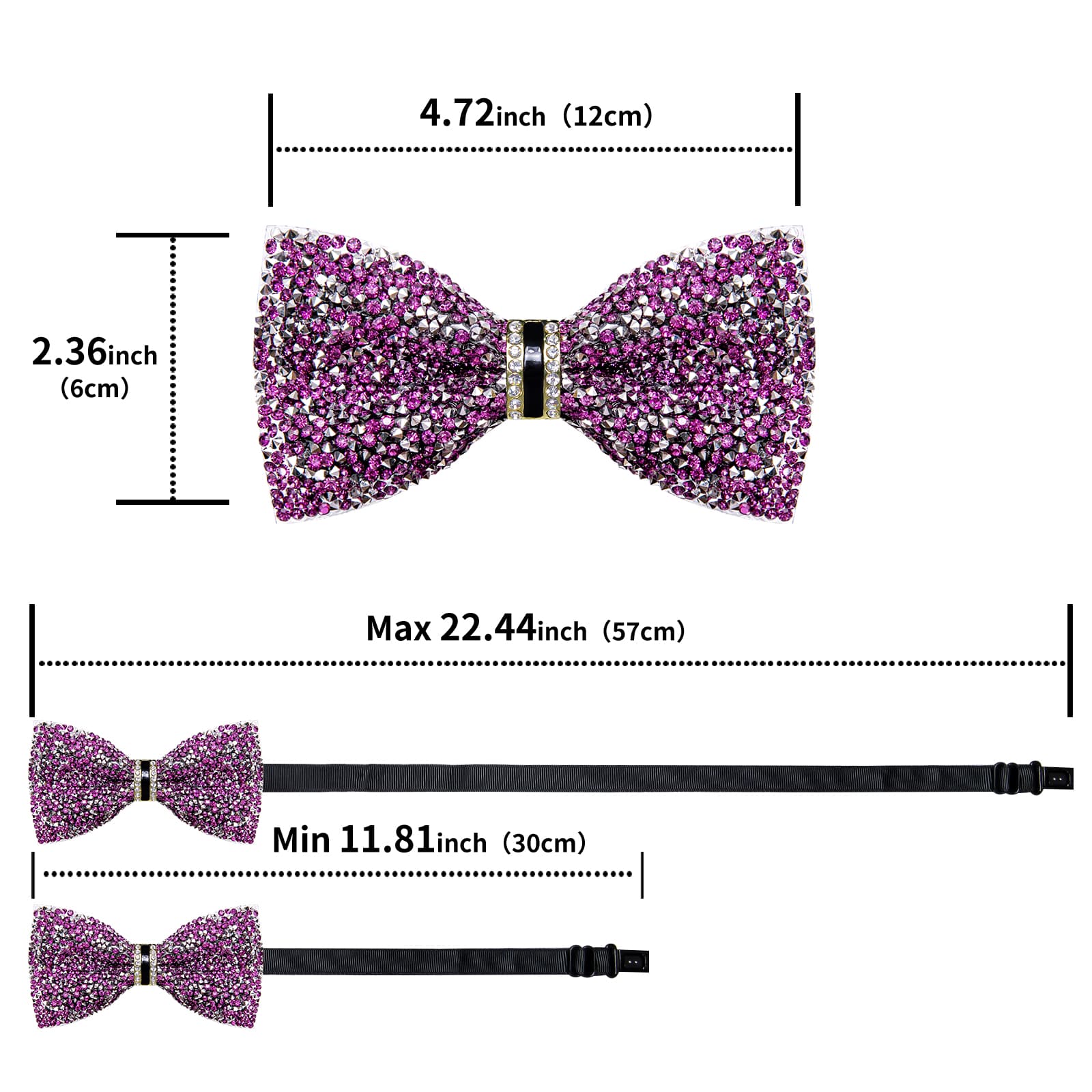 GentCrest Purple Rhinestone Bowtie Set - Image 5