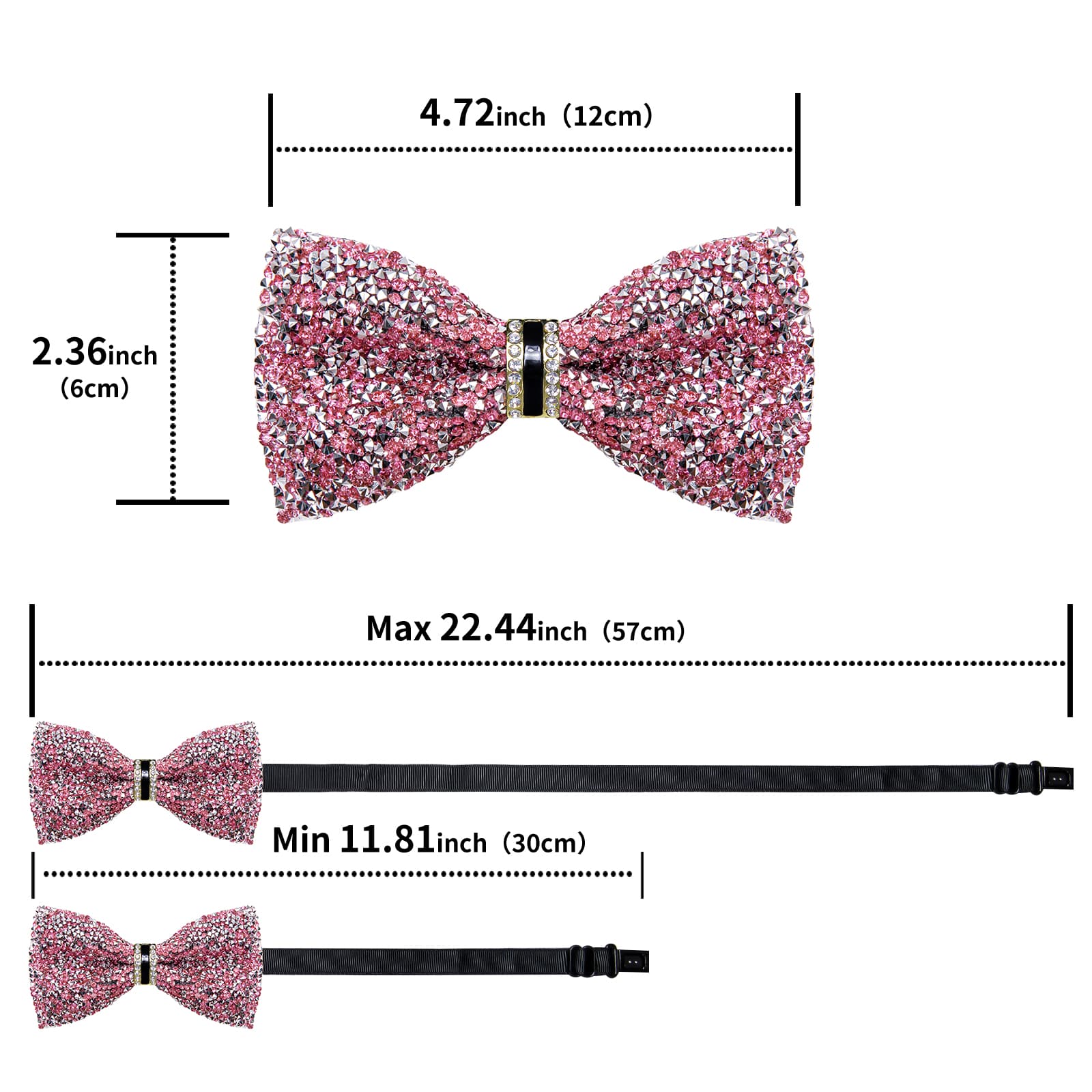 GentCrest Pink Rhinestone Bowtie Set - Image 5