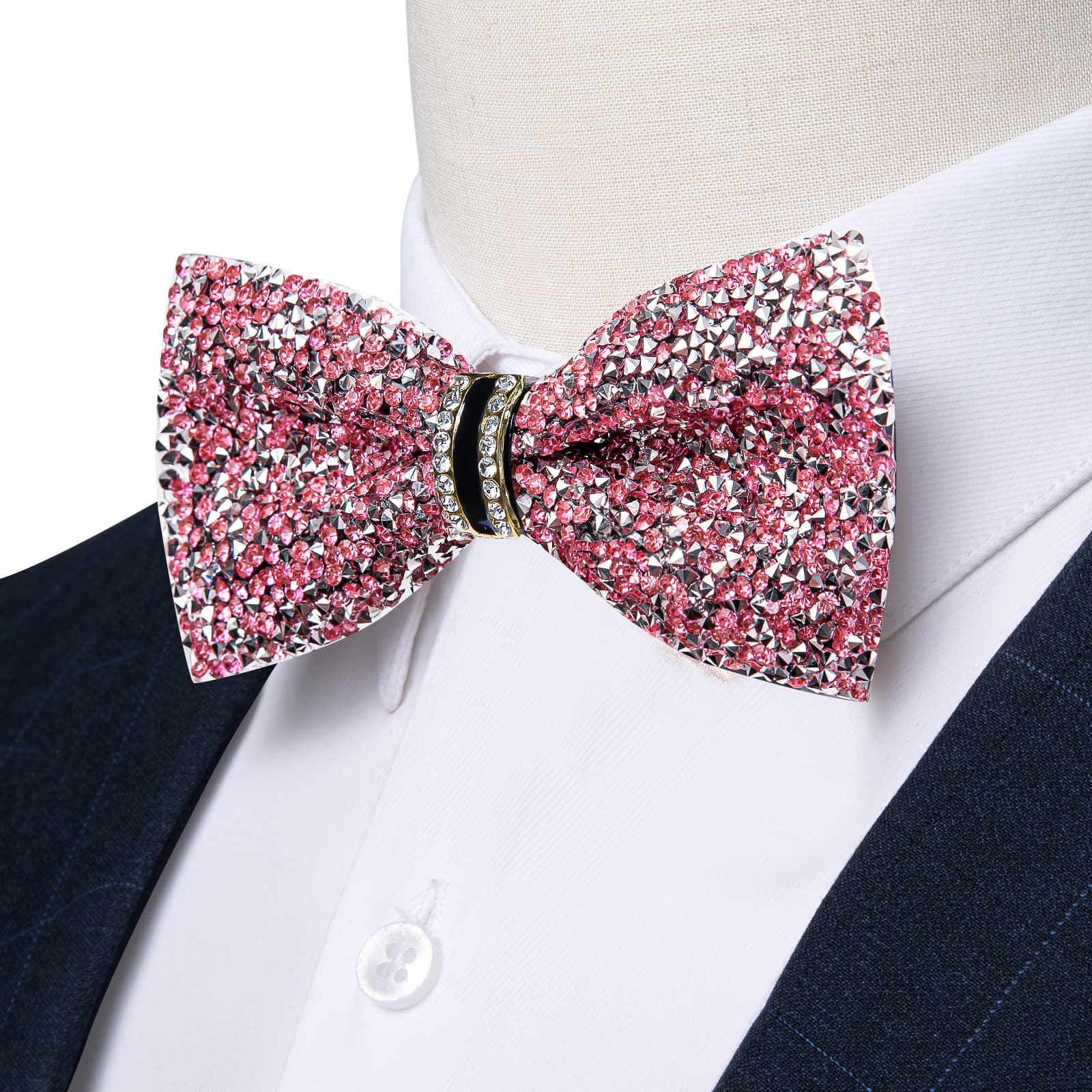 GentCrest Pink Rhinestone Bowtie Set - Image 1