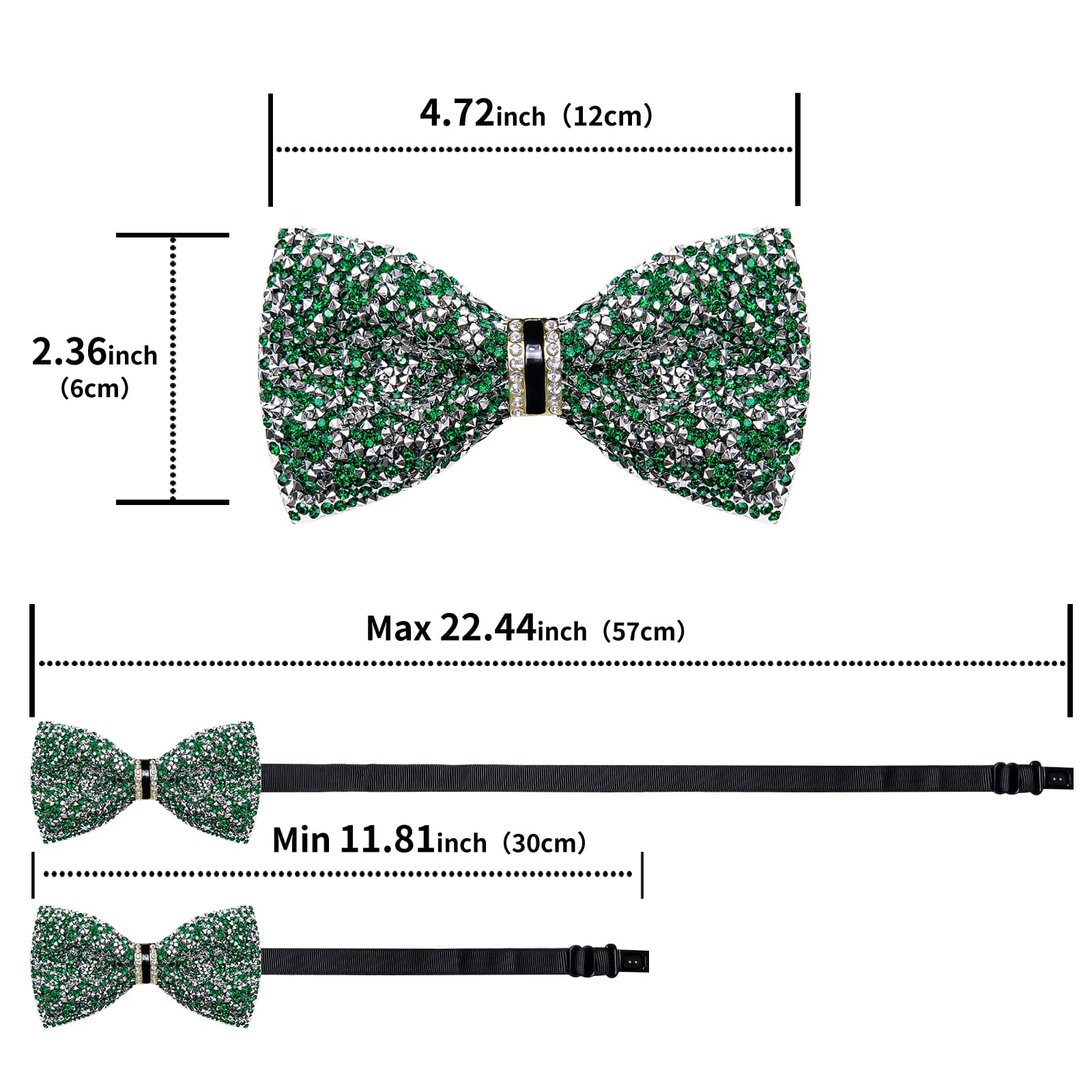 GentCrest Green Rhinestone Bowtie Set - Image 5