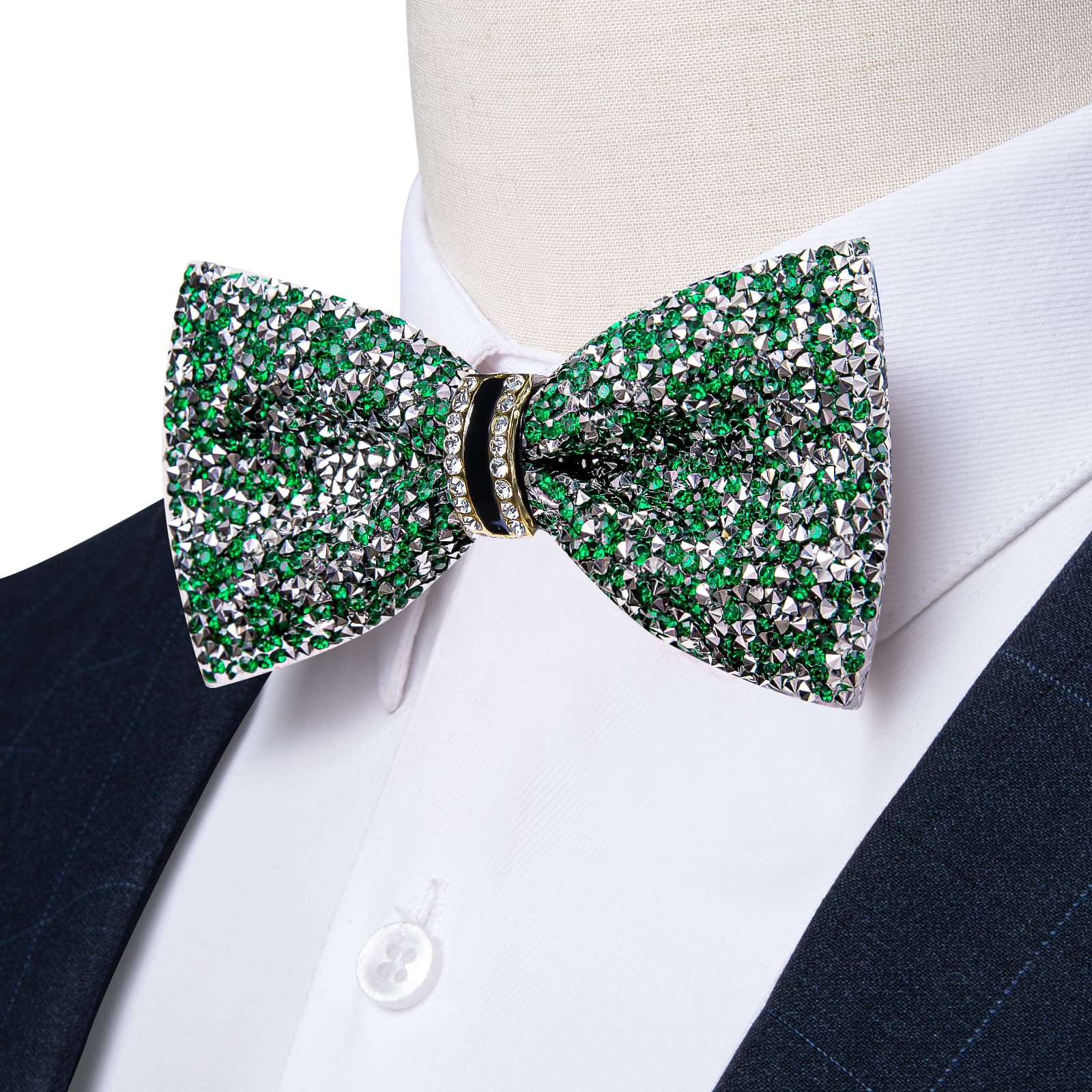 GentCrest Green Rhinestone Bowtie Set - Image 1