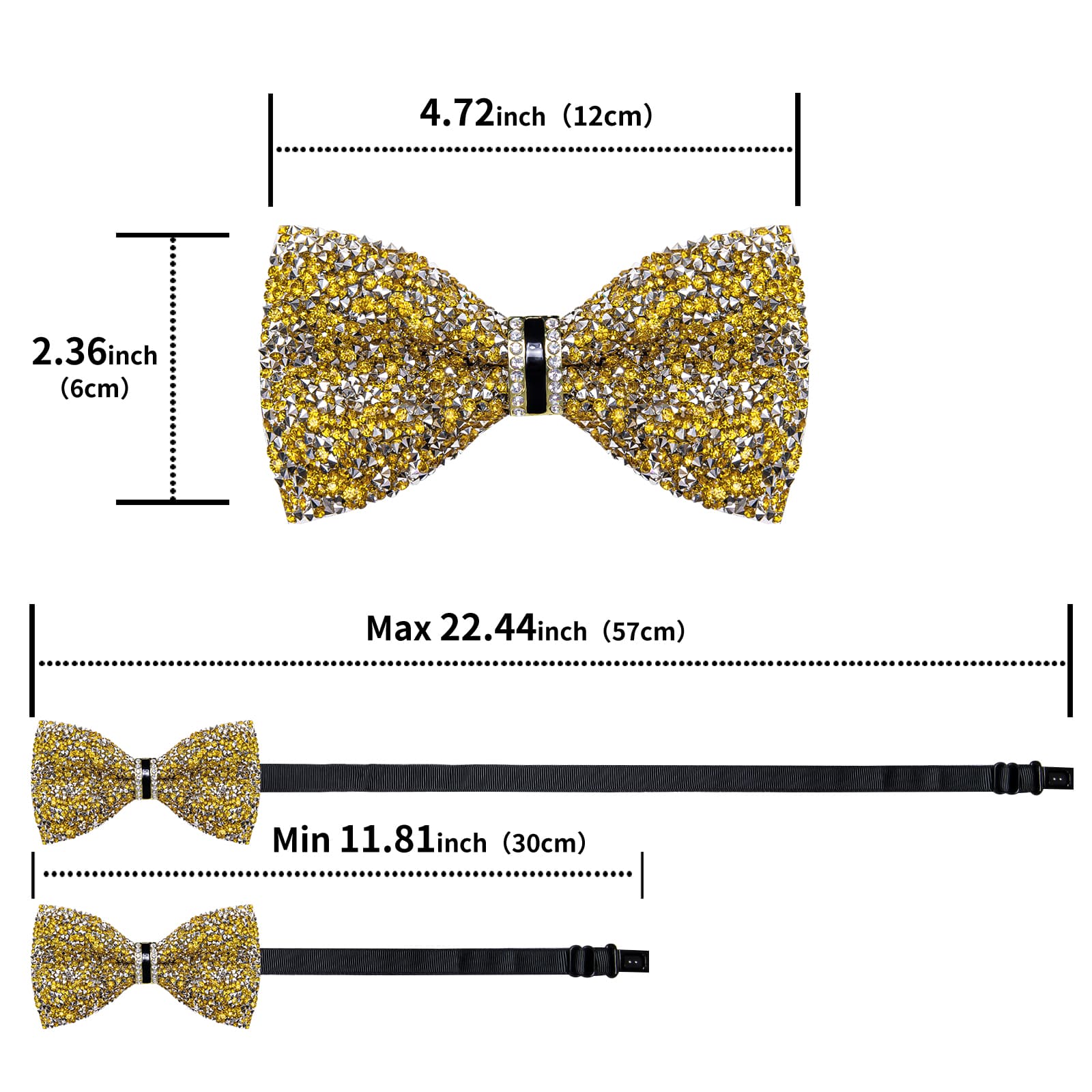 GentCrest Gold Rhinestone Bowtie Set - Image 5