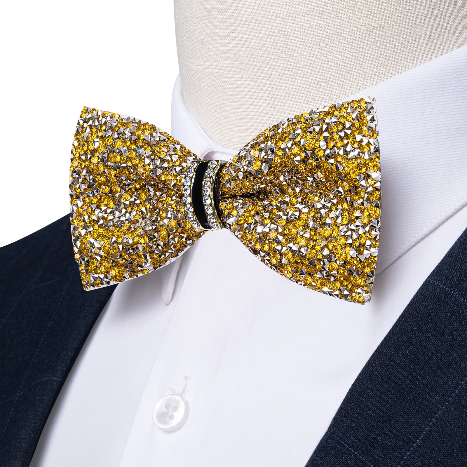 GentCrest Gold Rhinestone Bowtie Set - Image 1