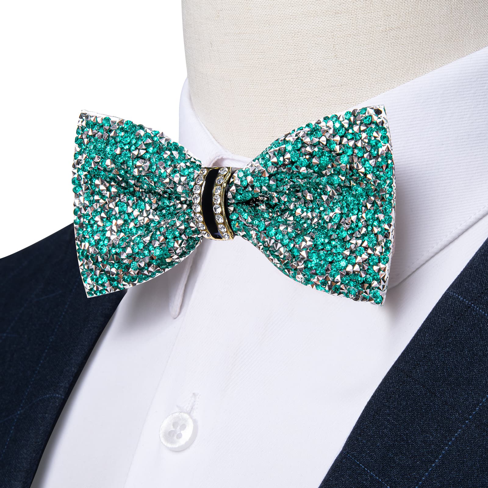 GentCrest Green Rhinestone Bowtie Set - Image 1