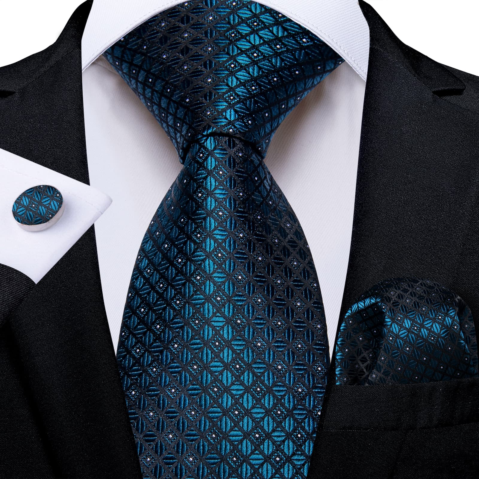 GentCrest Classic Plaid Tie Hanky Cufflinks Set - Image 1