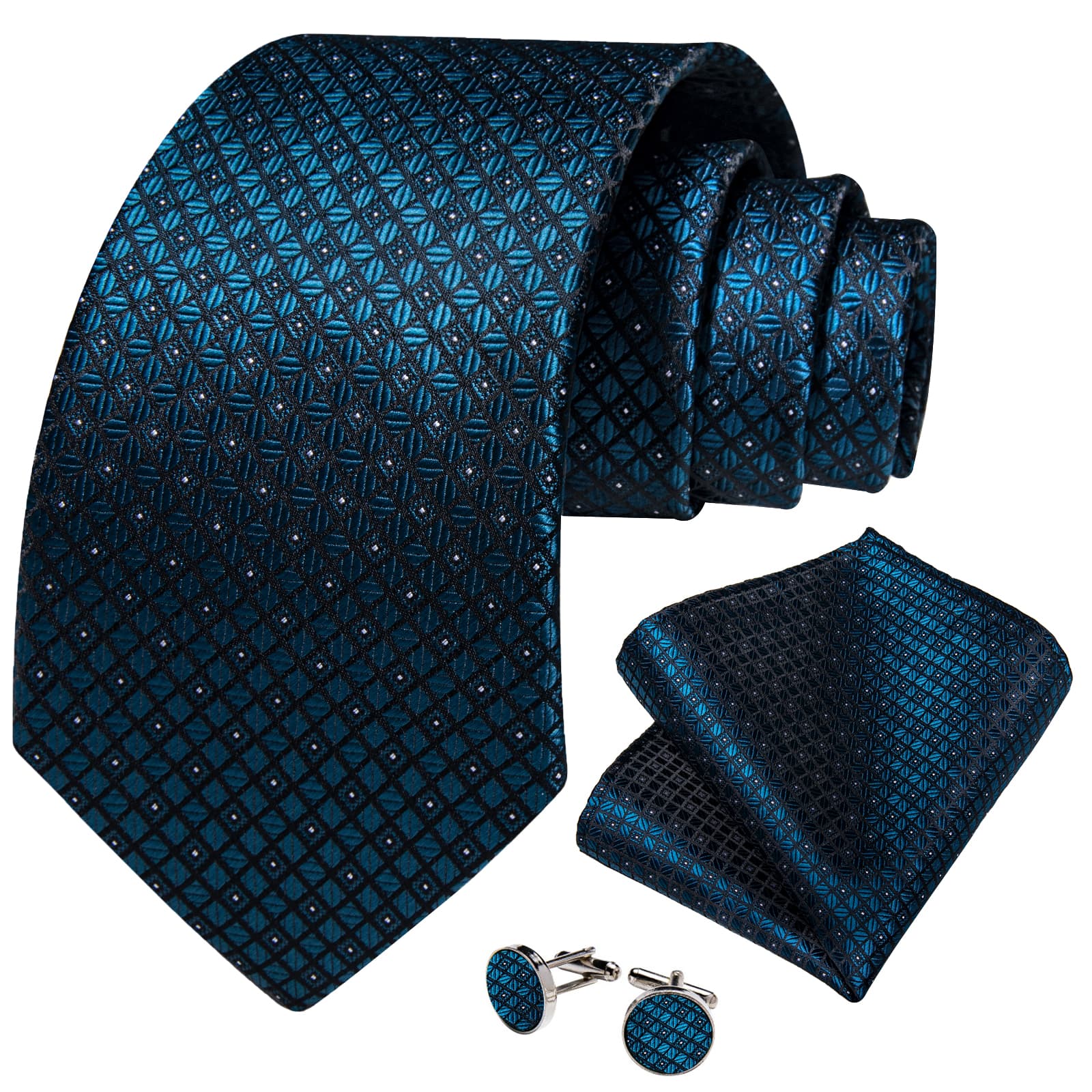 GentCrest Classic Plaid Tie Hanky Cufflinks Set - Image 2