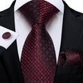 GentCrest Burgundy Plaid Tie Hanky Cufflinks Set - Image 1