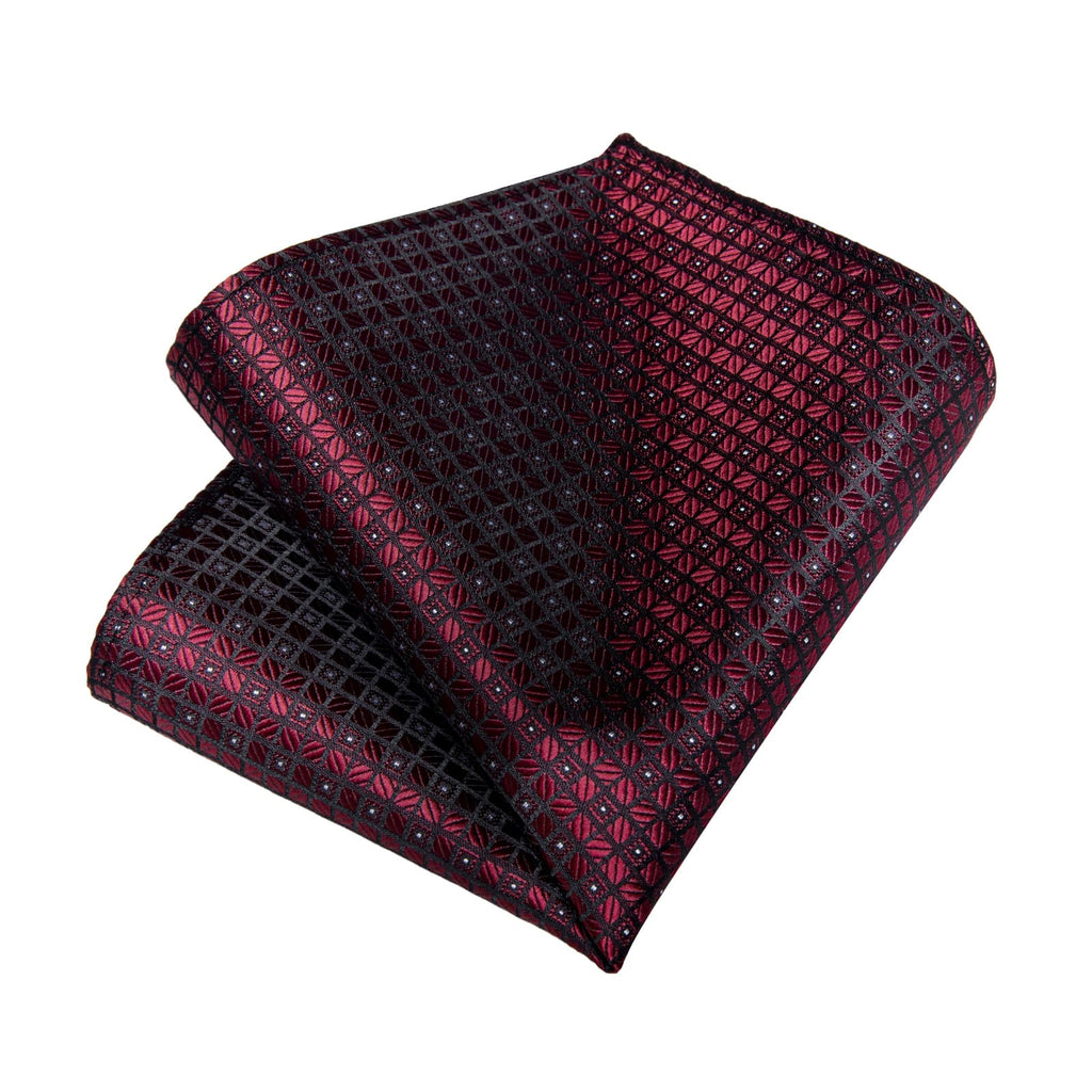 GentCrest Burgundy Plaid Tie Hanky Cufflinks Set - Image 5