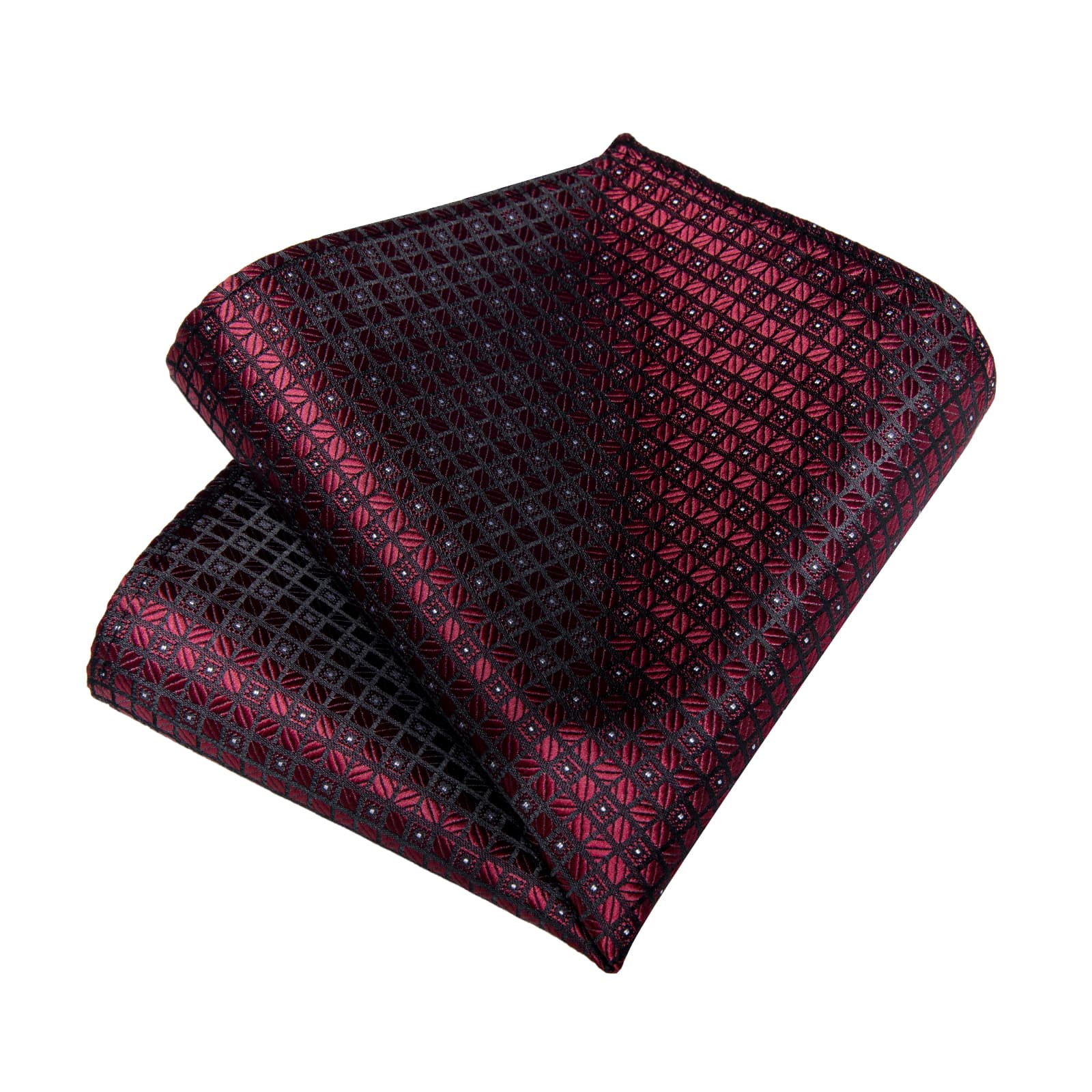 GentCrest Burgundy Plaid Tie Hanky Cufflinks Set - Image 5