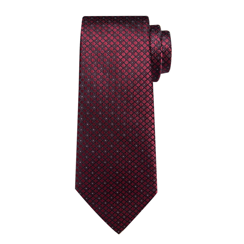 GentCrest Burgundy Plaid Tie Hanky Cufflinks Set - Image 4