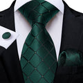 GentCrest Green Plaid Tie Hanky Cufflinks Set - Image 1