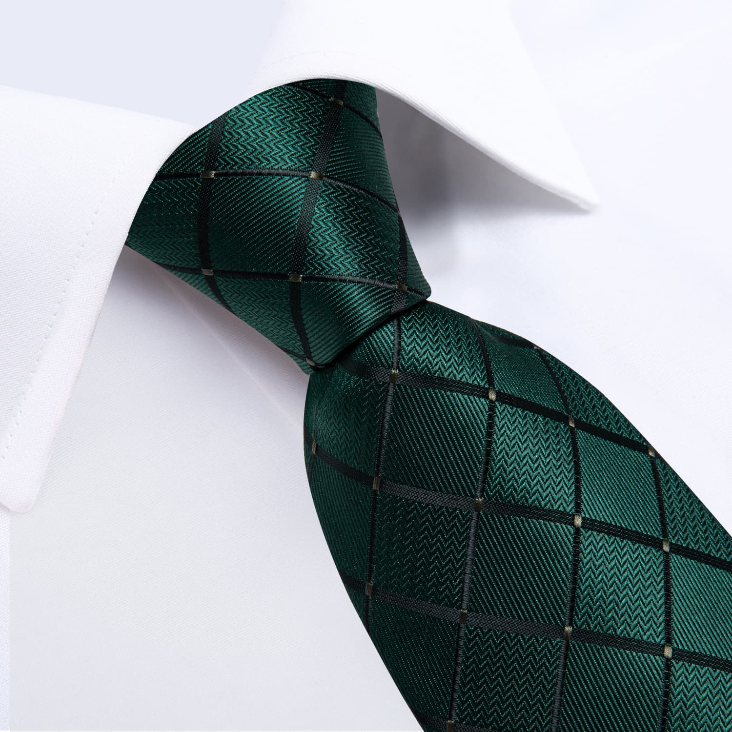 GentCrest Green Plaid Tie Hanky Cufflinks Set - Image 3