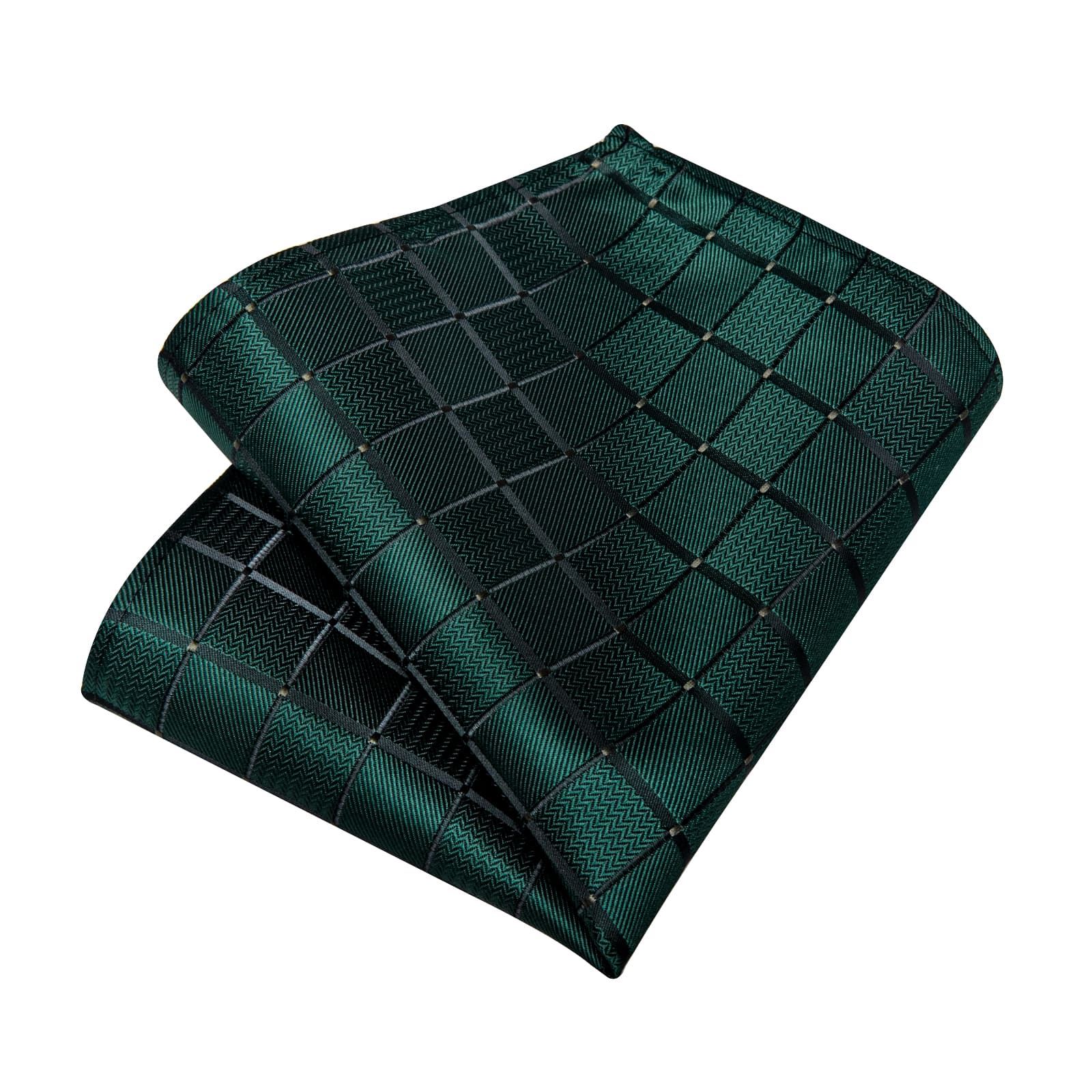 GentCrest Green Plaid Tie Hanky Cufflinks Set - Image 5