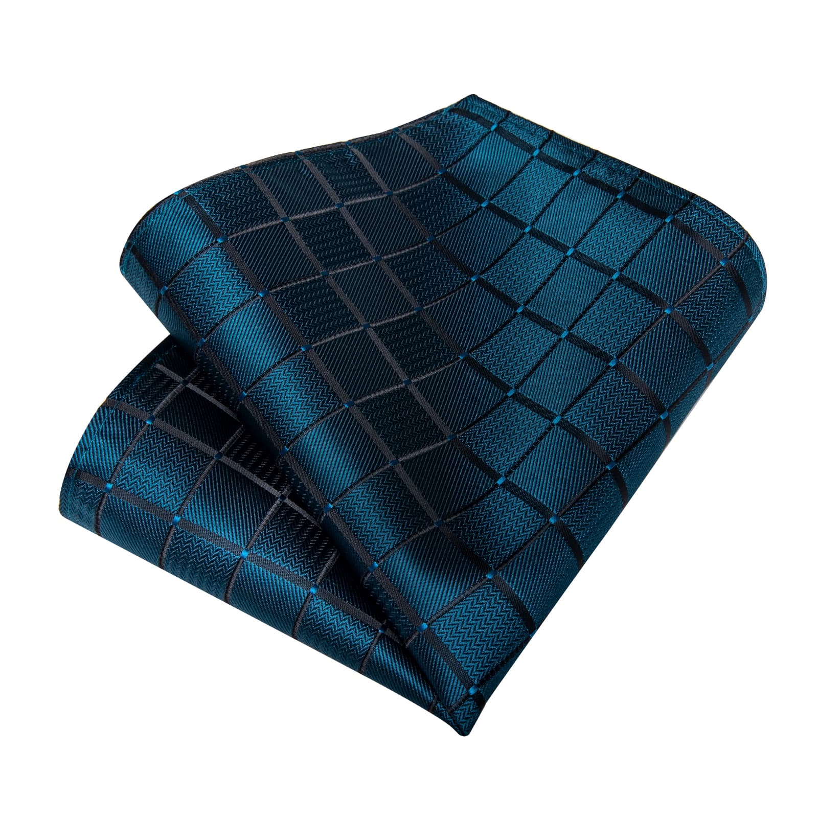 GentCrest Teal Plaid Tie Hanky Cufflinks Set - Image 5