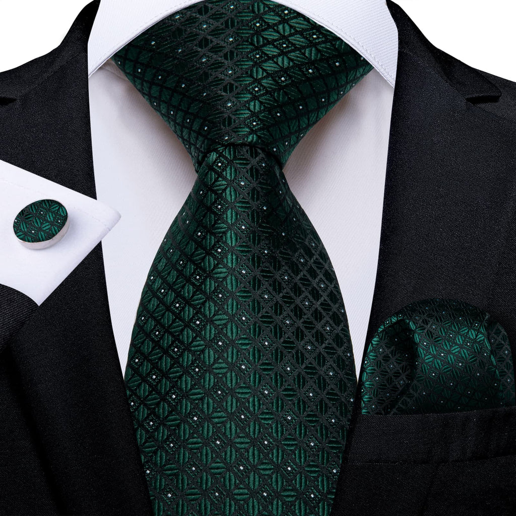 GentCrest Green Plaid Tie Hanky Cufflinks Set - Image 1