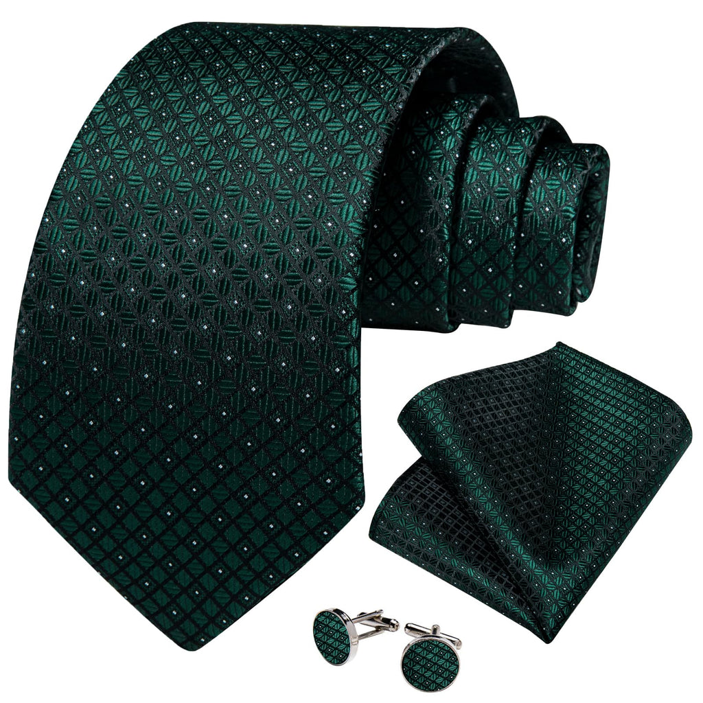 GentCrest Green Plaid Tie Hanky Cufflinks Set - Image 2