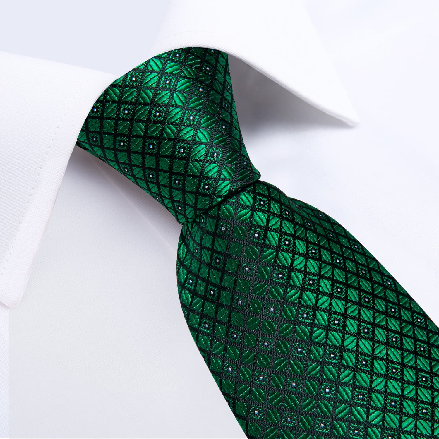GentCrest Green Plaid Tie Hanky Cufflinks Set - Image 3