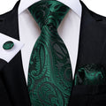 GentCrest Green Paisley Tie Hanky Cufflinks Set - Image 1