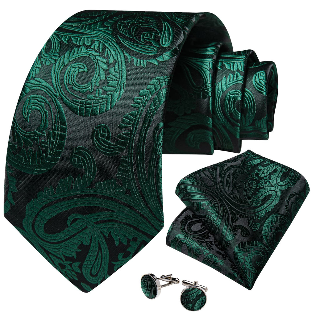 GentCrest Green Paisley Tie Hanky Cufflinks Set - Image 2