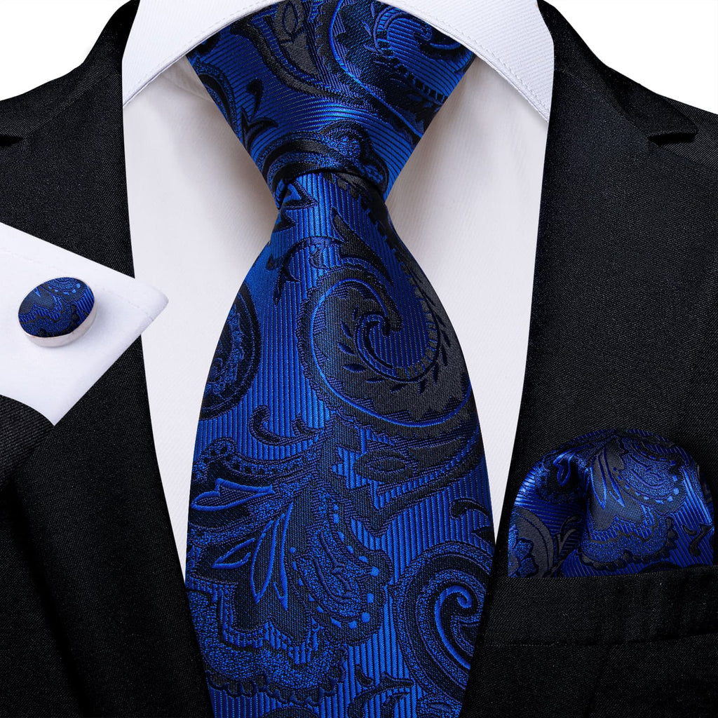 GentCrest Blue Paisley Tie Hanky Cufflinks Set - Image 1