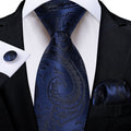 GentCrest Blue Paisley Tie Hanky Cufflinks Set - Image 1