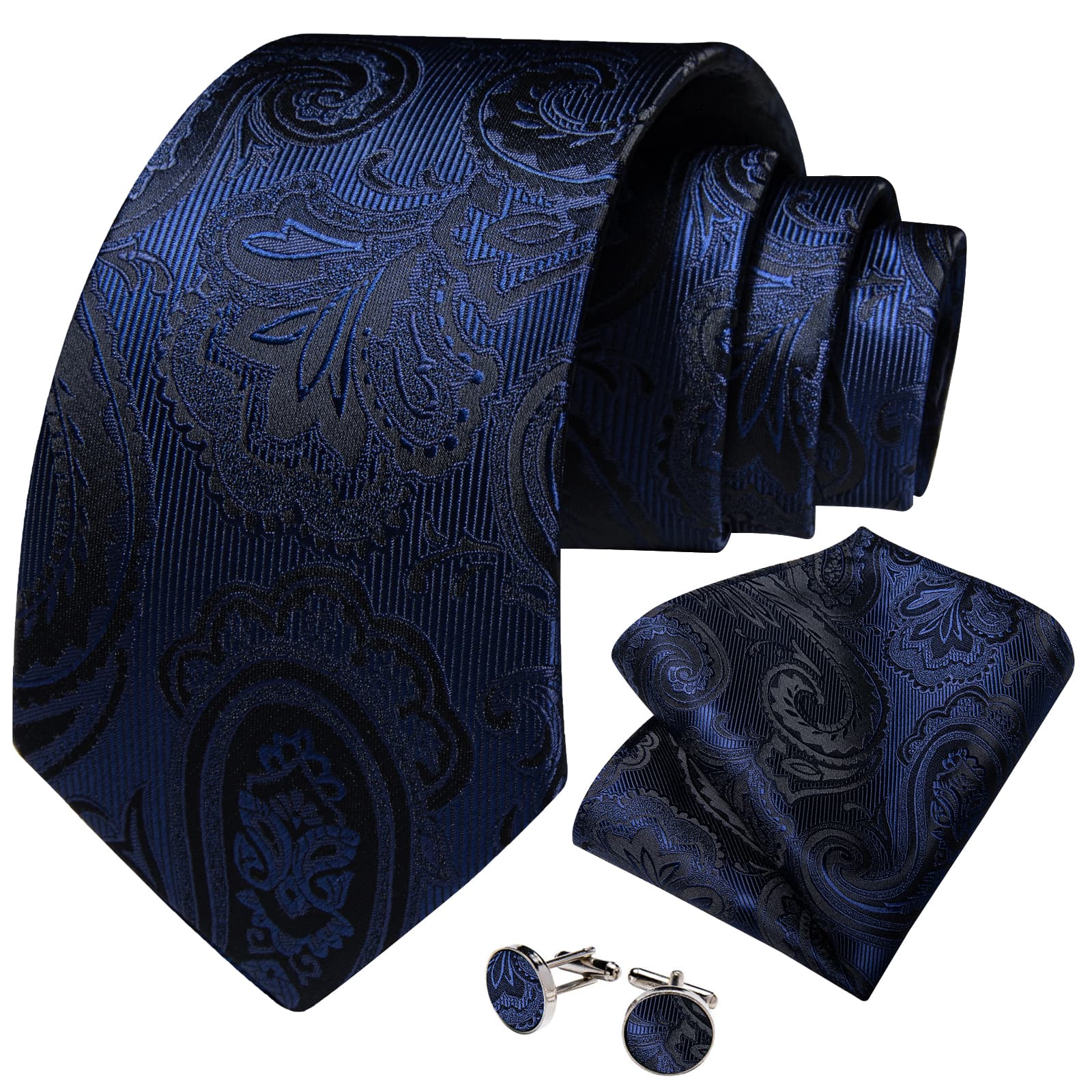 GentCrest Blue Paisley Tie Hanky Cufflinks Set - Image 2