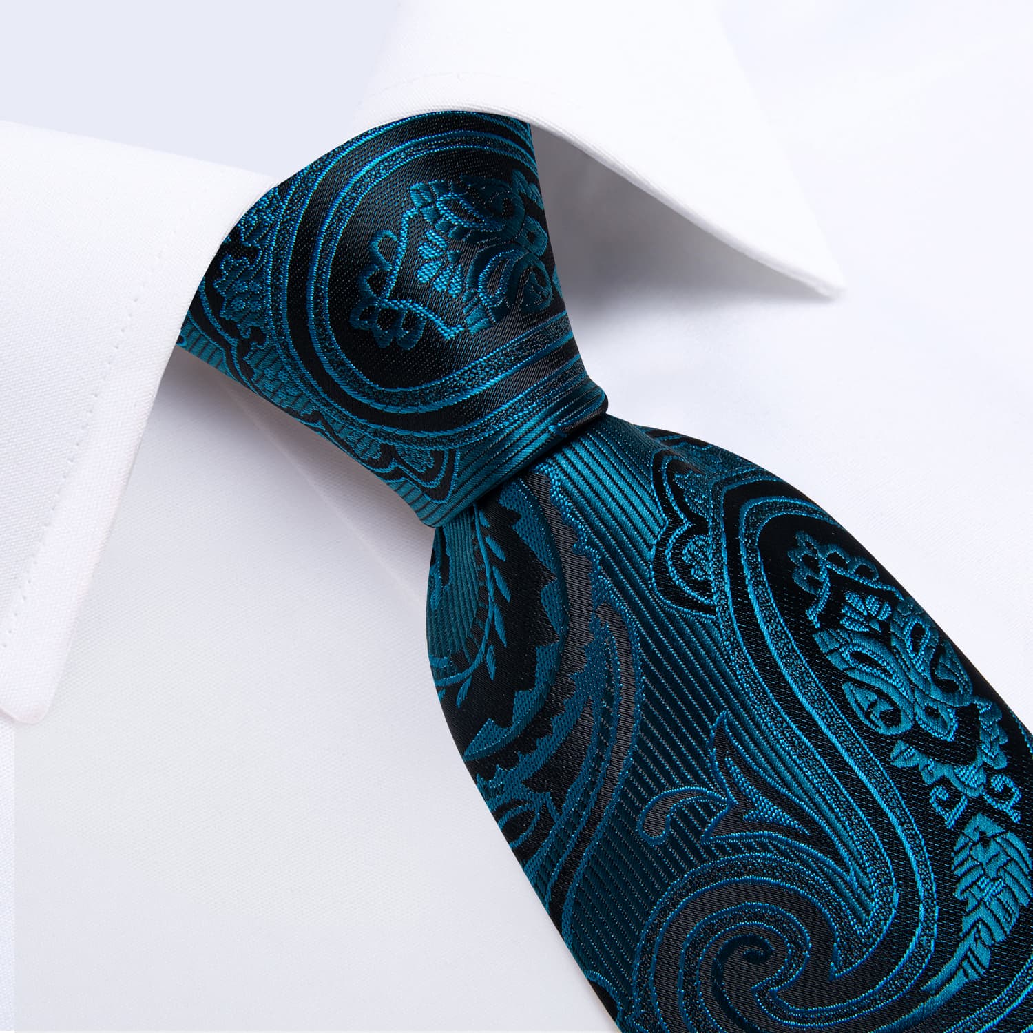 GentCrest Teal Paisley Tie Hanky Cufflinks Set - Image 3