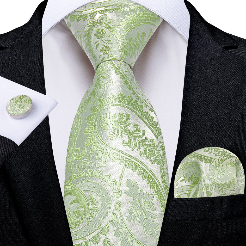 GentCrest Green Paisley Tie Hanky Cufflinks Set - Image 1