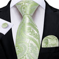 GentCrest Green Paisley Tie Hanky Cufflinks Set - Image 1