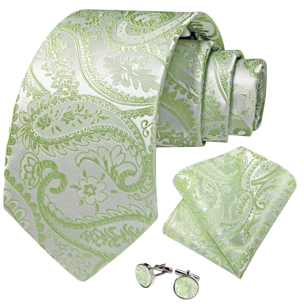 GentCrest Green Paisley Tie Hanky Cufflinks Set - Image 2