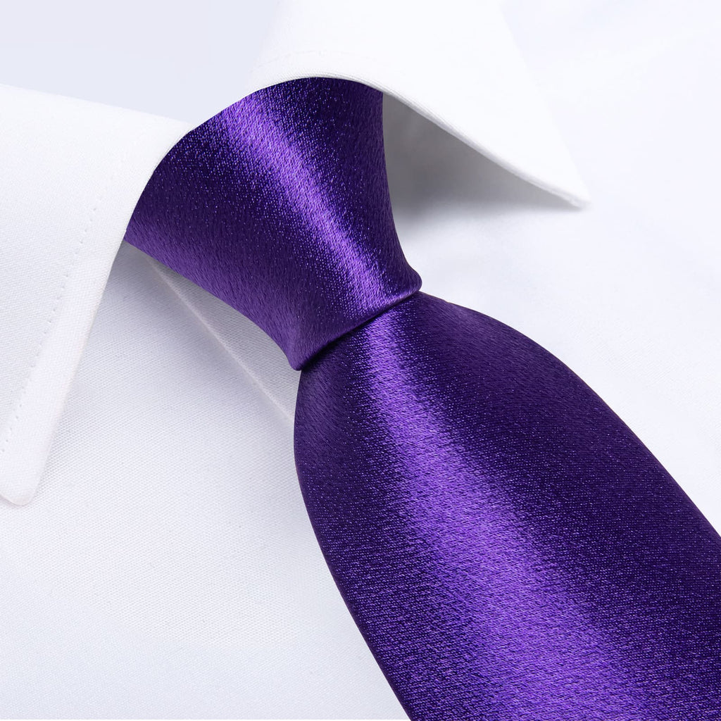 GentCrest Purple Solid Tie Hanky Cufflinks Set - Image 3
