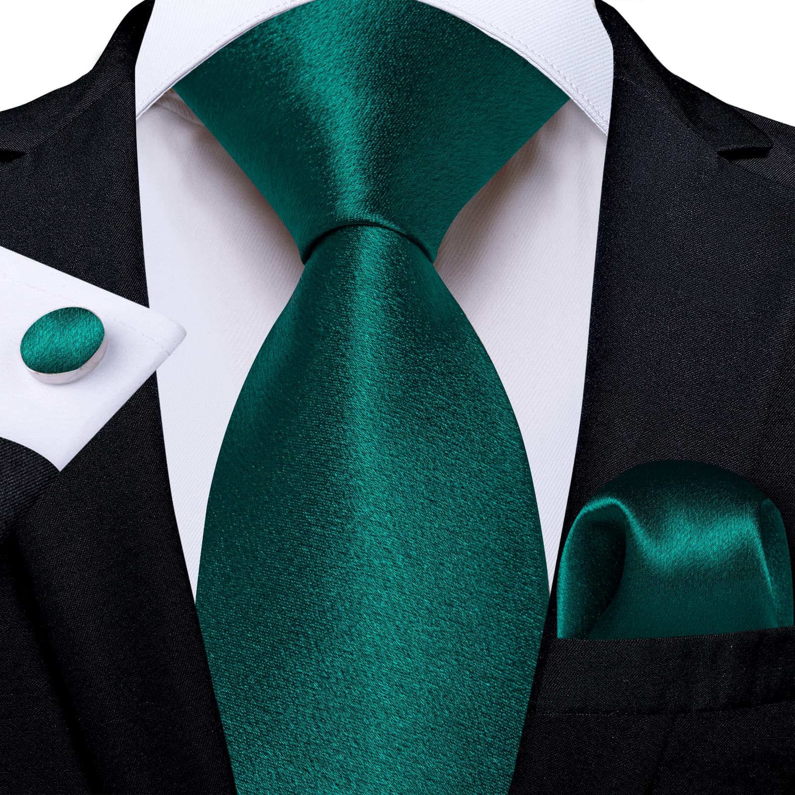 GentCrest Teal Solid Tie Hanky Cufflinks Set - Image 1